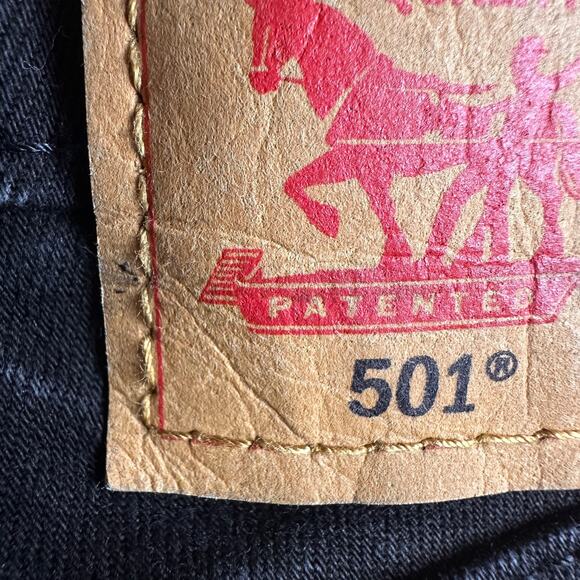 levi’s 501 rigid black jeans w38 l30 made in egypt blank red tab rare unworn - Picture 11 of 16